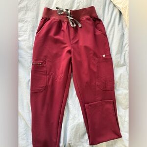 Figs burgundy straight leg scrub pants